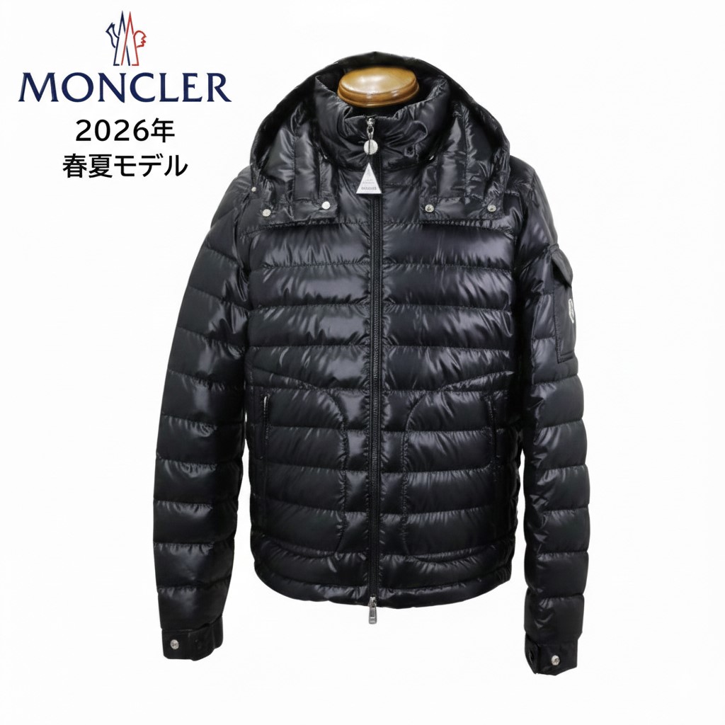 MONCLER LAUROS メンズ 落ちこむ上衣 1A00102 595ZJ  BLACK 黒いこと ボンネット付き添い人