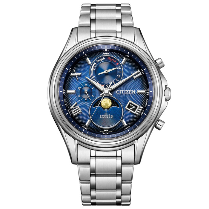 【貨物輸送無料!】CITIZEN EXCEED BY1020-61L 光発生 エコ・運転電磁波時辰儀 ダイレクトフライト お月さま位相角 メンズ ソーラー