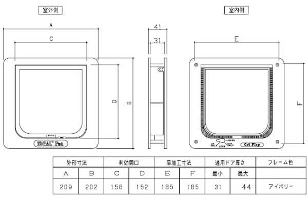 楽天市場 猫専用ペットドア キャットフラットロック機能付き 猫用出入り口 扉 Webショップtakigawa