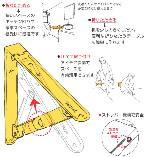 楽天市場 折りたたみ棚受け金具 400ミリ 収納 Diy Webショップtakigawa