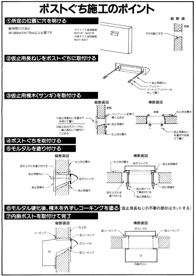 楽天市場 郵便受け ステンレスポスト口 632 ポストグチ 外壁取付 Webショップtakigawa