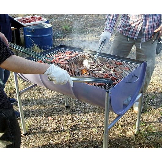 日ブック製 ドラム缶丸焼きコンロ D序章固化 焼網50 80cm 木炭2革 火難バサミ45cm 高脚4本付 カレッジ型 特大 大人数 アウトドアー お花見 表 寄り合い q 水簾商家 Cannes Encheres Com