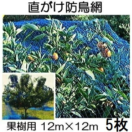 (1ケース特価 5個セット) 果樹用 直がけ防鳥網(青) 12ｍ&times;12ｍ 20mm目 1000d (強力防鳥網 果樹すっぽり防鳥ネット)｜瀧商店