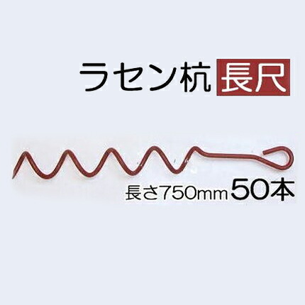 (50本セット特価) 日本製 らせん杭 長尺 φ13×750mm ラセン杭 赤錆止め塗装 (ビニールハウス、パイプ倉庫の固定に) 螺旋杭 (国産品)　zm