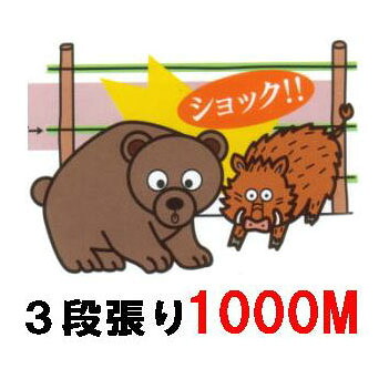 熊、猪 害獣侵入防止電気柵3段張り1000Mセット|瀧商店