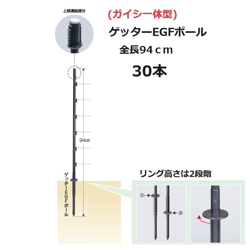 30本 ゲッターEGFポール (288) 94cm リング付・ガイシ一体型 電気牧柵用支柱 末松電子製作所 keib