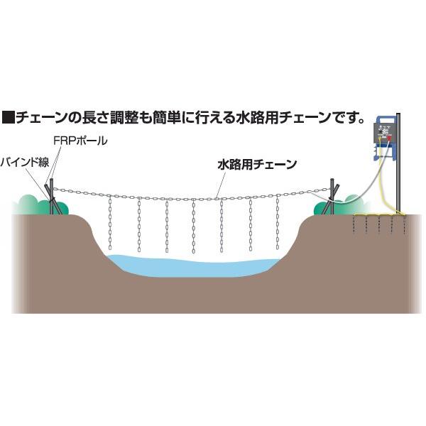 水路用チェーンセット (730) (セット内容：水路用チェーン30m、FRPポール、バインド線) ステンレス(SUS304)使用 電気柵用 末松電子製作所 keib