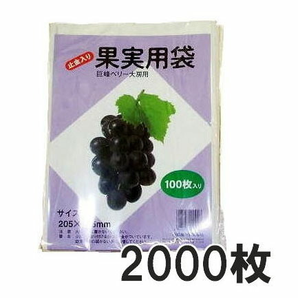 (徳用2000枚) 果実掛袋 果実袋 (大) 205×295mm 巨峰ベリー大房用 100枚入×20袋 針金付き 中部農材 CNK |法人個人選択 18,478円