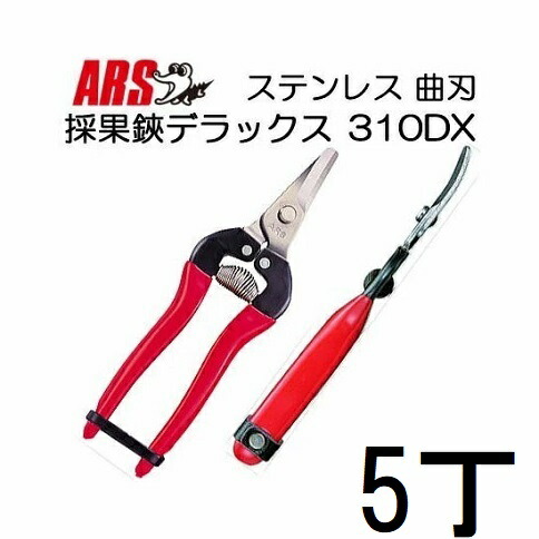 (5丁セット) ARS (アルス) 採果鋏デラックス 310DX (箱入り) ステンレス 曲刃 (反刃) (メール便)