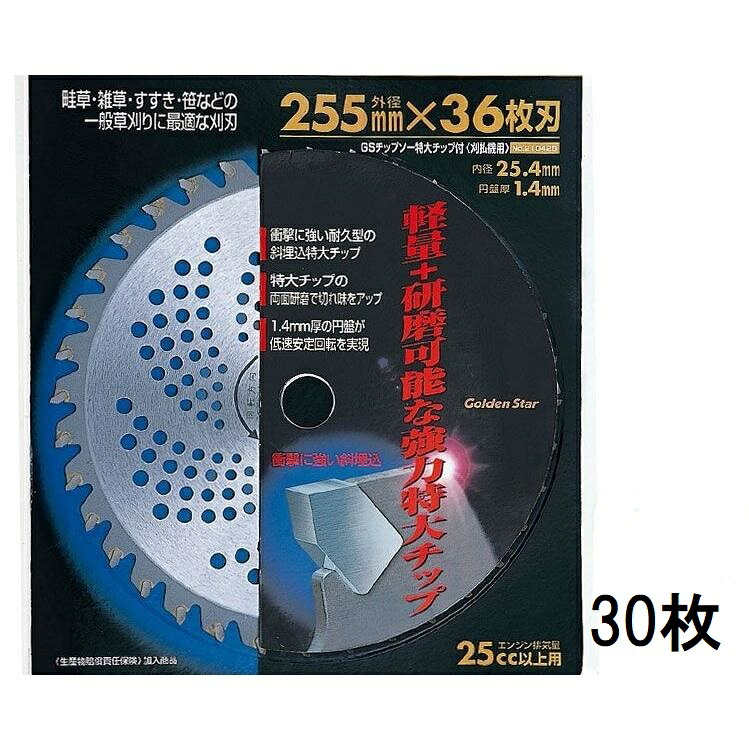 (30枚セット特価) キンボシ チップソー 特大チップ付 255mm&times;36p 210425　zs｜瀧商店