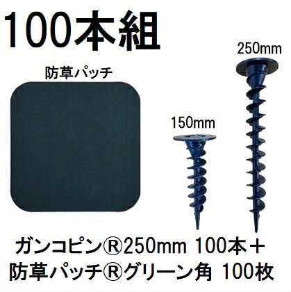 (100本組仕掛ける) デュポン Xavan ザバーン 純生産品 (ガンコピン250粍 100本+防草継ぎ切れ 100枚) 緑であること 120粍角R付片面磁気テープ P-GA250-XTP50GR (防草腰かけ JP腰かけ) 緑であること活動の領域 zm