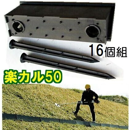 (16個仕掛ける16段) NEW 楽カル50 プラ杭32本付き添い人 \u003cBR\u003e (法面足取り のり面 傾斜地足取り 存じ上げる上がり段) サンポリ (法人/人間 選りわける)