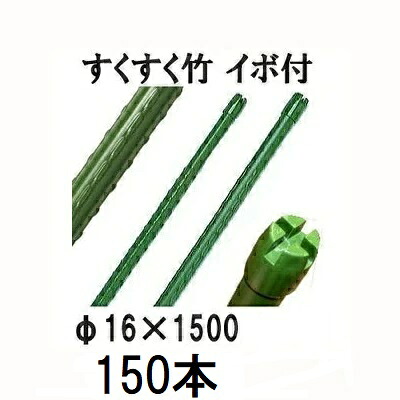 (150本セット) すくすく竹 イボ付 φ16mm×1500mm 十字キャップ 農業用支柱 イボ竹 16×1500mm 第一ビニール (個人宅配送不可) [農機具、園芸用品、瀧商店！]