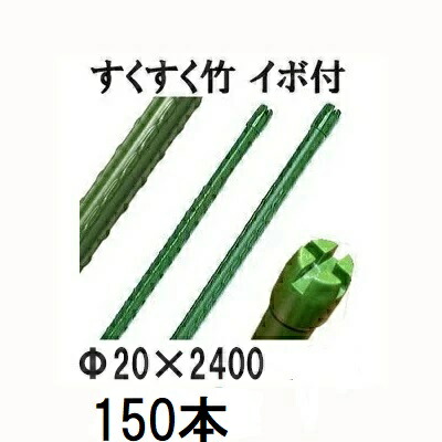 (徳用150本セット) すくすく竹 イボ付 φ20mm×2400mm 十字キャップ 農業用支柱 イボ竹 20×2400mm 第一ビニール (法人個人選択) [農機具、園芸用品、瀧商店]