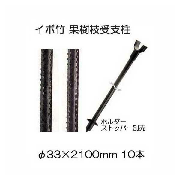 (10本セット) セキスイ イボ竹 (プロ仕様 業務用) 農業用支柱 (黒) φ33.2×2100mm 果樹枝受け支柱 (枝受ホルダー、支柱ストッパー別売) 日本製 積水樹脂 (4t車進入可能地域限定) 33mm×2100mm 33.2×2.1 33mm×2.1m 33×2100mm (法人個人選択)