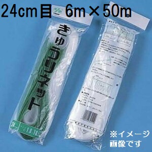 (ケース販売 25枚入) 東京戸張 キュウリネット 網目24cm&times;巾6ｍ&times;長さ50ｍ WB6050 白緑 きゅうりネット キューリネット キュウリ等のつる性植物の誘引に 緑のカーテン｜瀧商店 28,535円