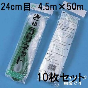 (10枚セット) 東京戸張 キュウリネット 網目24cm×巾4.5m×長さ50m WB4550 白緑 きゅうりネット キューリネット キュウリ等のつる性植物の誘引に 緑のカーテン|瀧商店