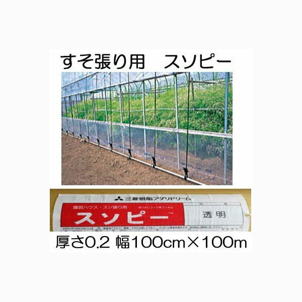 ハウス スソ張り用 農PO スソピー 厚さ0.2mm×幅100cm×長さ100ｍ すそ張りシート ポリオレフィン系フィルム MKVアドバンス 三菱ケミカルアグリドリーム　(zm)