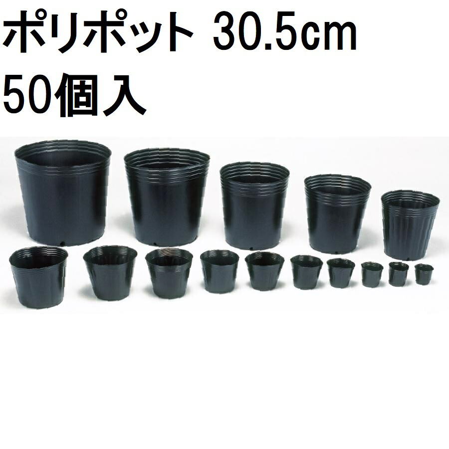 （欠品中・納期宙ぶらりん・2026/05/08）(徳用50個入) ポリポット 30.5糎 (並大抵ポット) ポリ鉢 丸型ポット  黒丸 305 カド穴4 差しわたし305mm×高さ305粍 日本ポリ鉢売りわたす |法人人間選りすぐる