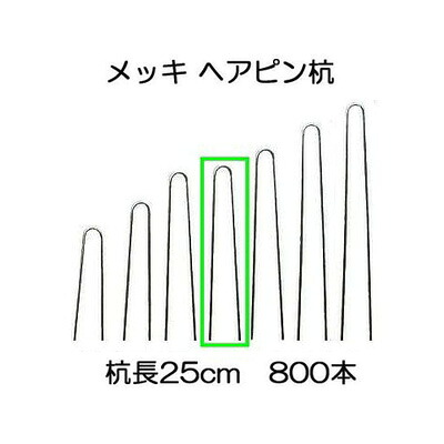(800本入) Uピン杭 25cm U-25-3-25 ヘアピン杭 メッキ［止め杭 留め杭 U型シートピン 黒丸傘別売］ 防草 シート固定ピン シンセイ (法人個人 選択)