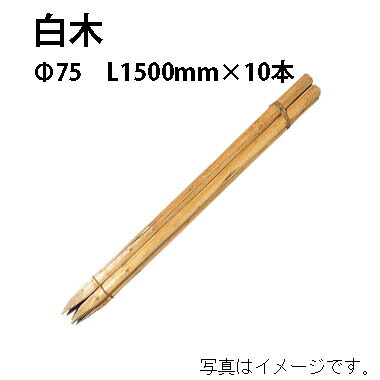 公共工事用杭 白木 φ75mm 5尺(L1500mm)&times;10本55621200 KYS-57［タカショー 瀧商店]｜瀧商店