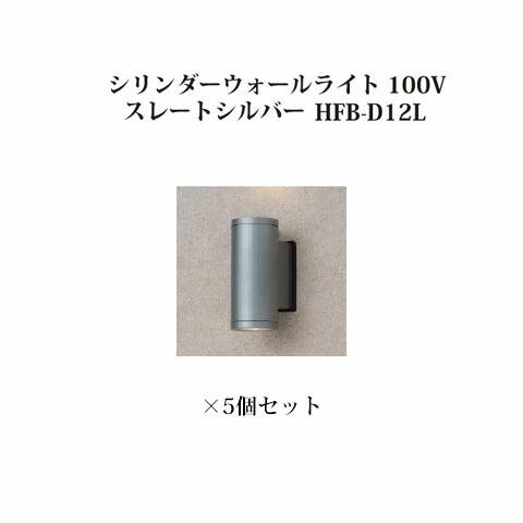 (5個書き割り) ウォール点火装置 シリンダーウォールライト 100V  (71647000 HFB-D12L) スレートしろがね色×5個(隼演芸会 エクステリア 庭からだ付き DIY 瀧バス発着場)