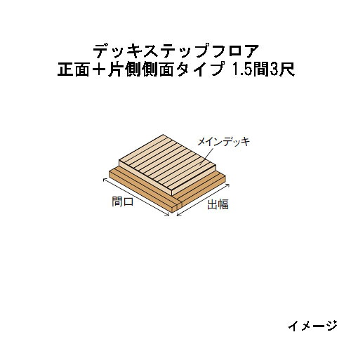 エバーエコウッドIIデッキステップフロア　正面＋片側側面タイプ　1.5間（3026mm）3尺（897mm）ナチュラル（N）、ダークブラウン（DB）、ウォームグレー（WG）［ウッドデッキ タカショー 庭用 瀧商店]｜瀧商店