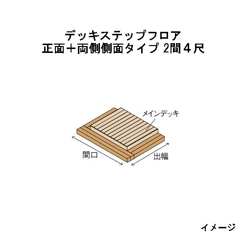 エバーエコウッドIIデッキステップフロア　正面＋両側側面タイプ　2間（4426mm）4尺（1197mm）ナチュラル（N）、ダークブラウン（DB）、ウォームグレー（WG）［ウッドデッキ タカショー 庭用 瀧商店]｜瀧商店