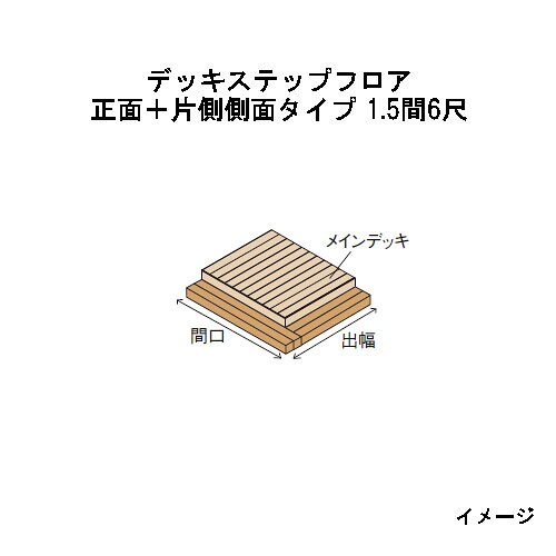 エバーエコウッドIIデッキステップフロア　正面＋片側側面タイプ　1.5間（3026mm）6尺（1797mm）ナチュラル（N）、ダークブラウン（DB）、ウォームグレー（WG）［ウッドデッキ タカショー 庭用 瀧商店]｜瀧商店