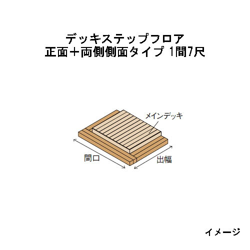 エバーエコウッドIIデッキステップフロア　正面＋両側側面タイプ　1間（2626mm）7尺（2097mm）ナチュラル（N）、ダークブラウン（DB）、ウォームグレー（WG）［ウッドデッキ タカショー 庭用 瀧商店]｜瀧商店