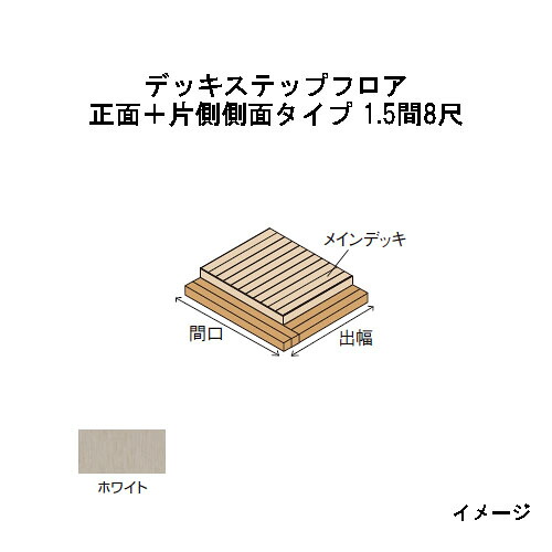 エバーエコウッドIIデッキステップフロア 向こう正面＋片側横ずっぽう印字機 1.5間（3026粍）8尺（2397粍）白いこと［木材甲板 鷹見せ物 庭用 瀧バス発着場]