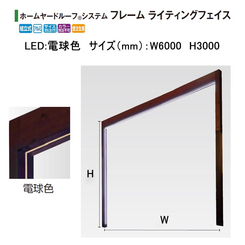 タカショー ホームヤードルーフ システムフレーム ライティングフェイス ローボルト12V (LED:電球色 サイズ:W6000 H3000) ※フレームカラー選択｜瀧商店