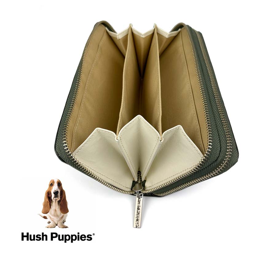 全5色 Hush Puppies ハッシュパピー リアルレザー ステッチデザイン ダブル ラウンドファスナー 長財布 ロングウォレット 大容量収納可能 超ワイド ポーチ ミニバッグ 牛革 ワンちゃん 犬 ドッグ メンズ レディース 男女兼用 プレゼント 贈り物 母の 送料無料 Propaint Hu