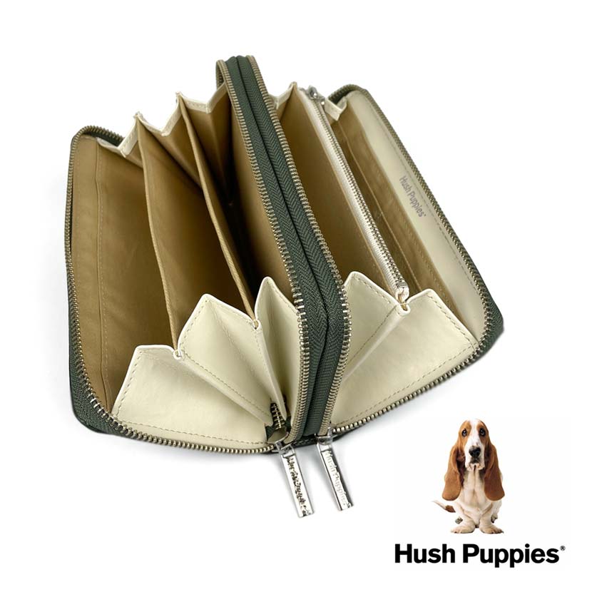 全5色 Hush Puppies ハッシュパピー リアルレザー ステッチデザイン ダブル ラウンドファスナー 長財布 ロングウォレット 大容量収納可能 超ワイド ポーチ ミニバッグ 牛革 ワンちゃん 犬 ドッグ メンズ レディース 男女兼用 プレゼント 贈り物 母の 送料無料 Propaint Hu