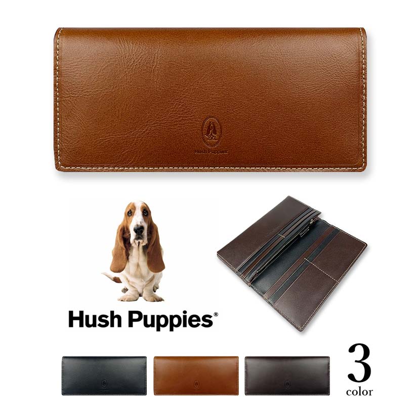 新規購入 全3色 Hush Puppies ハッシュパピー リアルレザー バイカラー かぶせ 長財布 ロングウォレット スリム ファスナー小銭入れ 牛革 ワンちゃん 犬 ドッグ メンズ レディース 男女兼用 プレゼント 贈り物 父の日 好評 Www Masterworksfineart Com