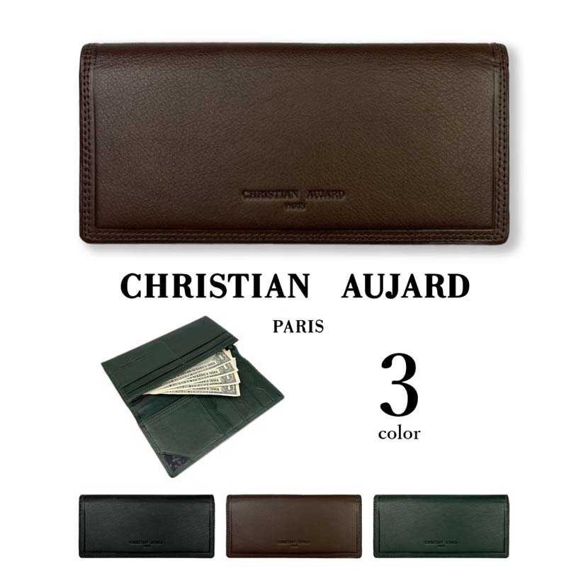 全3色 christian aujard クリスチャン・オジャール リアルレザー スリム 札入れ 長財布 ロングウォレット 本革 牛革 カウレザー本革 メンズ レディース プレゼント 贈り物 母の日