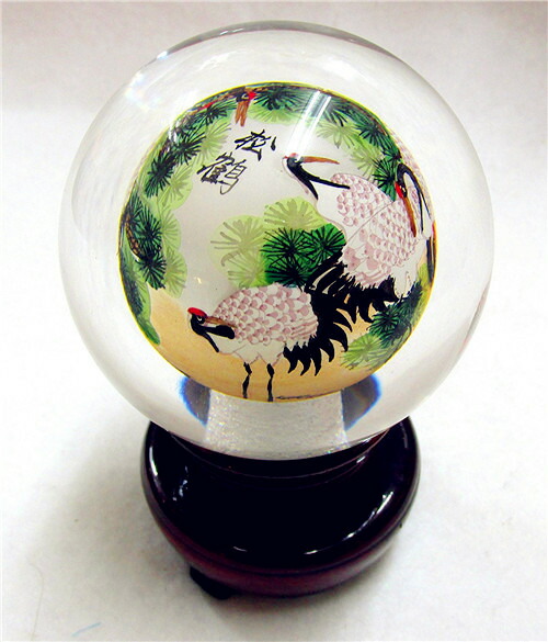 755 中国伝統工藝 十二支 内絵丸玉ガラス球 未使用 有田焼 755 中国