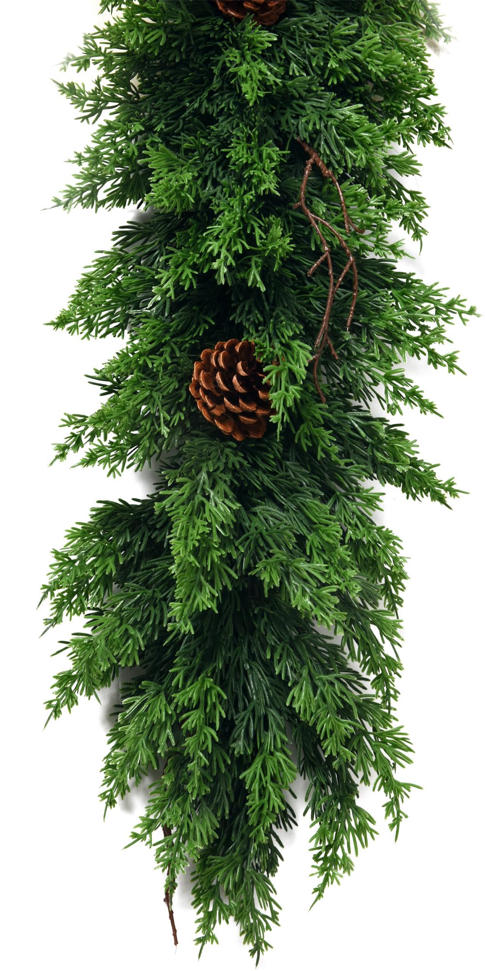 9フィートのクリスマスシダーガーランド - ヒノキの花輪、人工リアルタッチパインガーランド - テーブル、マントル、壁、屋内、屋外のクリスマスデコレーション用のガーランドクリスマスデコレーション｜擇木ショップ