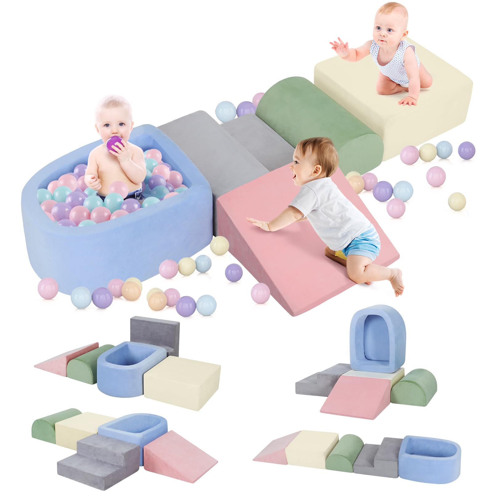 フォームクライミングブロック 幼児用 幼児用 屋内 子供 赤ちゃん クライミングおもちゃ ブロック ボールピット付き ソフトプレイセット 遊び場 (ボールは含まれません)｜擇木ショップ 14,990円