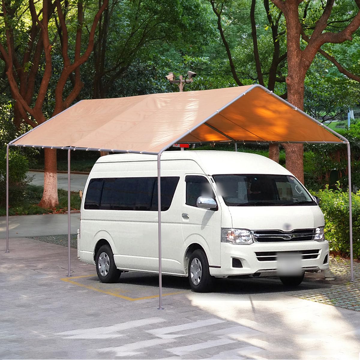 車宿り円蓋 鉄道車両界面 3×6 車宿り円蓋 導管車宿り 軽自動車用 大型 車 パーキング 日よけ 防 スチール写真製 手ごわい 存じ上げるバス発着場 飾り気の無い (ベージュ)