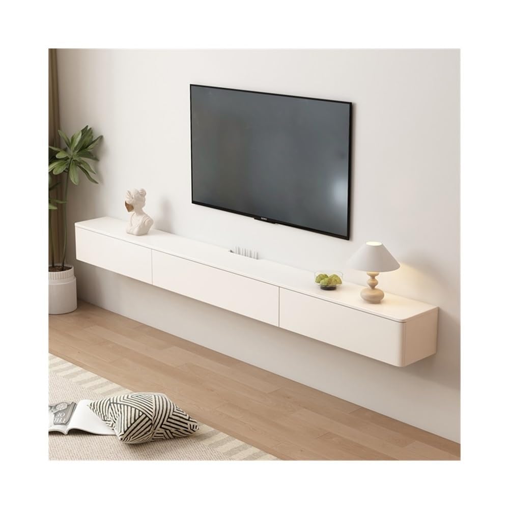 壁掛けテレビキャビネット 小型フローティングキャビネットリビングルーム家具ホワイトクリームスタイル壁掛けキャビネット 吊り下げテレビキャビネット(2002420)|擇木ショップ