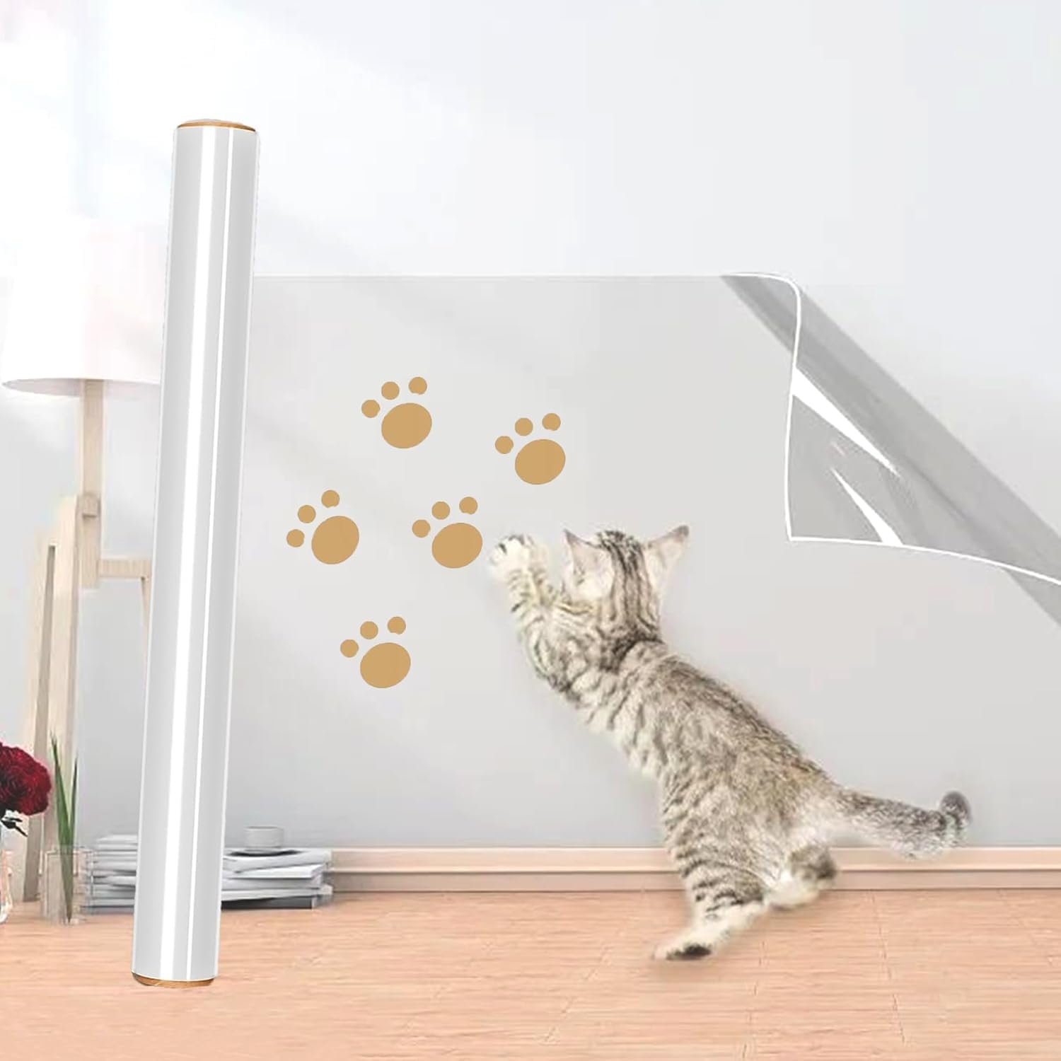 猫 壁紙保護シート はがせる 壁紙 保護 爪とぎ防止シート ひっかき 防止 落書き対策 半透明 で反射しな い つや消し 壁紙 シール 家具 貼り付けが簡単 落書き防止 防 防油 防汚 対策 賃貸 (90 3)|擇木ショップ