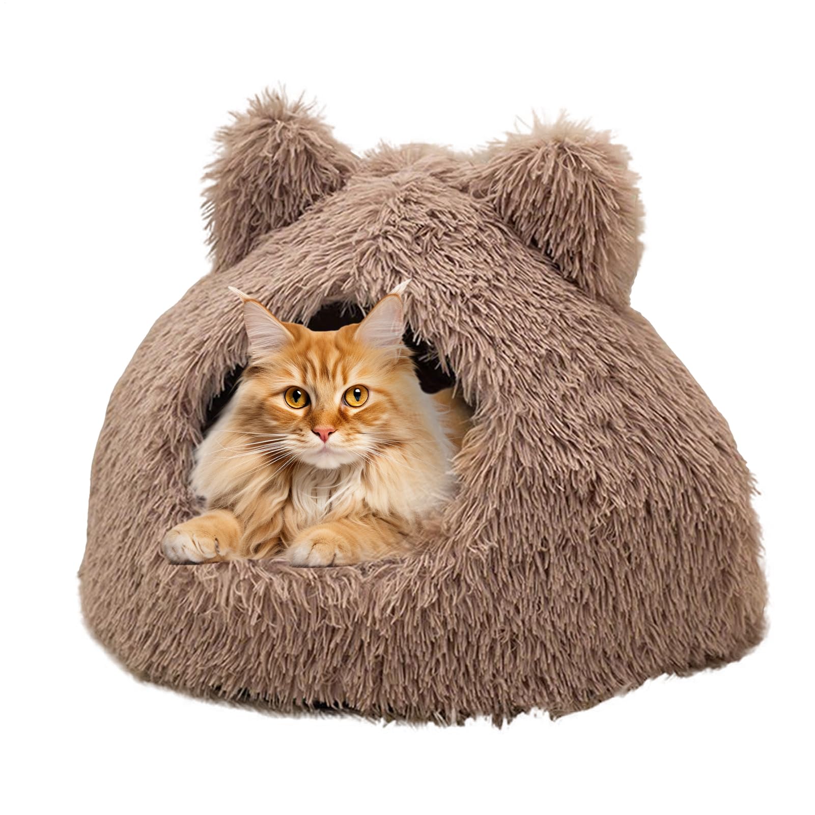 猫用 保温 ベッド | 半密閉ソフト子猫テント,丸い フード付き 室内 猫 ベッド - ペットの親のために 冬季 室内 家庭 リビングルーム 寝室 書斎 アパート 家主 回復期 用｜擇木ショップ