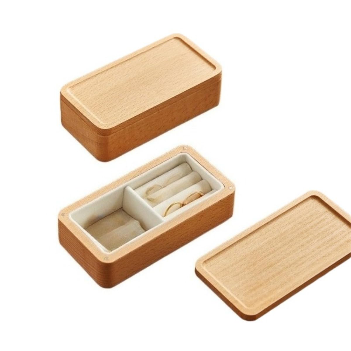 木製宝飾品ボックス席 - 持ち運びやすくパウダーコンパクトなジュエリーオーガナイザー指環入れものイヤリング、指環、頸飾り、髪の毛天然ゴムなどを納めるできる多層社会システム。かっこ良いで実用的。日毎夜毎使う箇条を納めるで その他-日用品雑貨・文房具・手芸