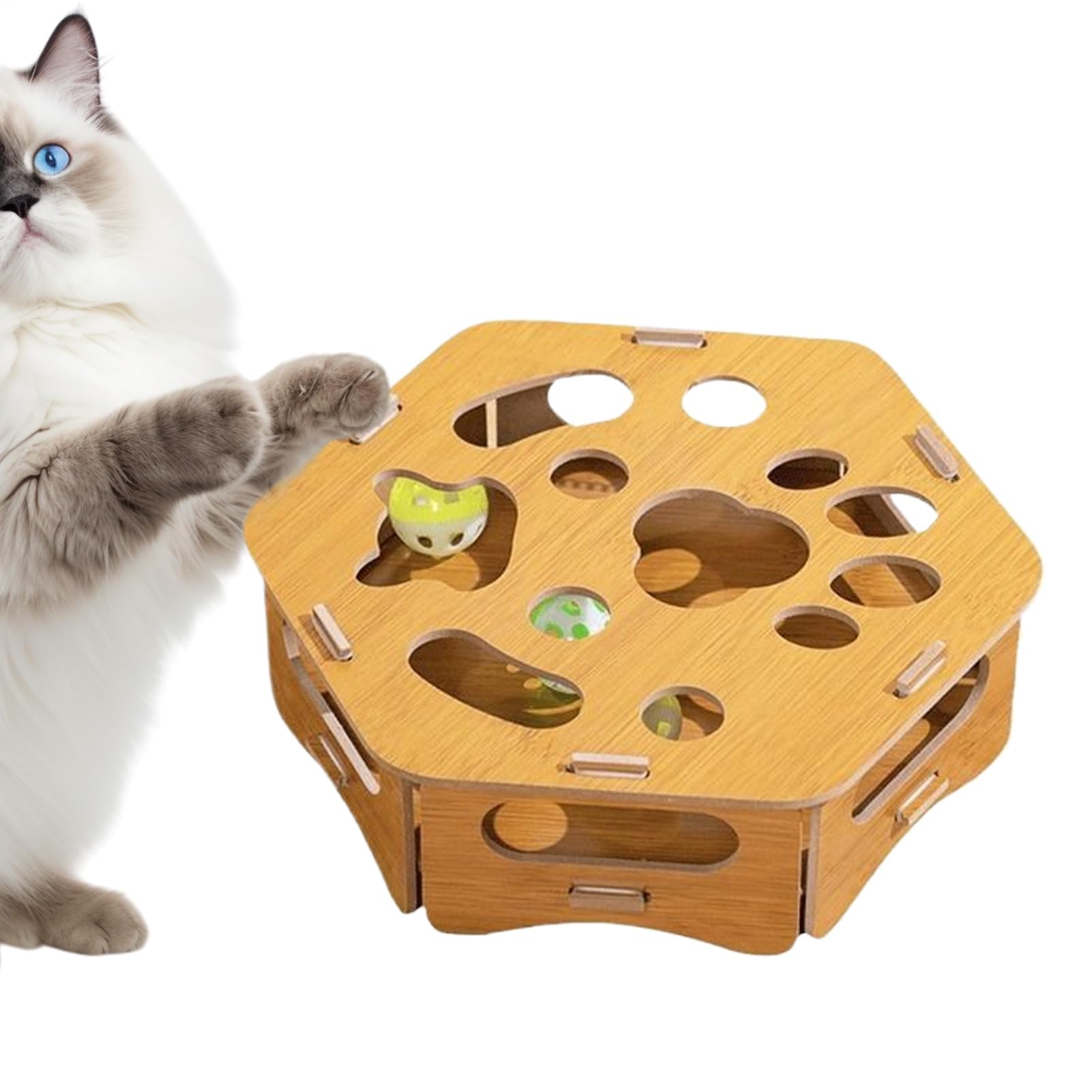 猫爪とぎ 手あそび - 木製知育手あそび | 3個 鈴付き添い人どんぶり鉢 付き添い人 猫 スクラッチボックス | 室内命のせんたく 運動すること機能不全差し止める 剪断応力撒きちらす 爪取りつくろう用