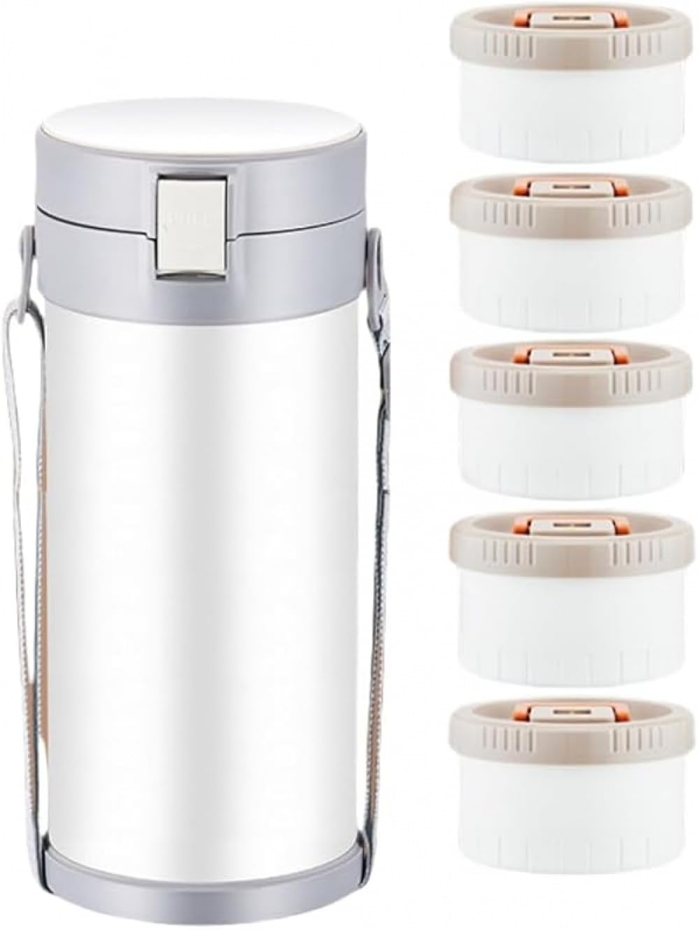 保温弁当箱 ステンレス ランチジャー 真空断熱 2.0L 大容量 3段 縦型 弁当箱 セパレート 汁漏れ防止 持ち運び ハンドル付き ショルダーストラップ付 スープジャー おべんとう箱 保冷 304ステンレス 遠足 ピクニック 通学 通勤