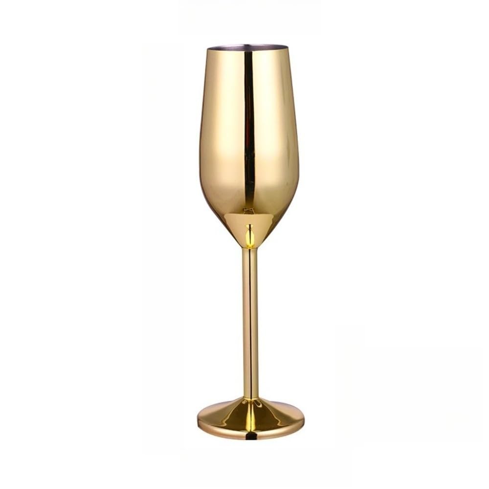 シャンパングラス ステンレス製 10客セット 220ml 割れない ステムグラス メタリック おしゃれ 高級感 champagne glass 北欧 披露宴 パーティー イベント アウトドア キャンプ 演出 インテリア ギフト ゴールド｜擇木ショップ