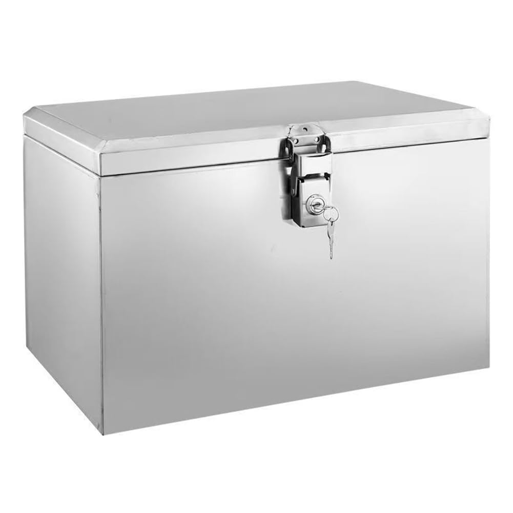 バイク リアボックス ステンレス 76L 大容量 頑丈 鍵付き 収納ボックス 50×38×40cm 取付金具付き 防滴 防塵 ツールボックス 収納 リアキャリア用 通勤 通学 ツーリング シルバー|擇木ショップ
