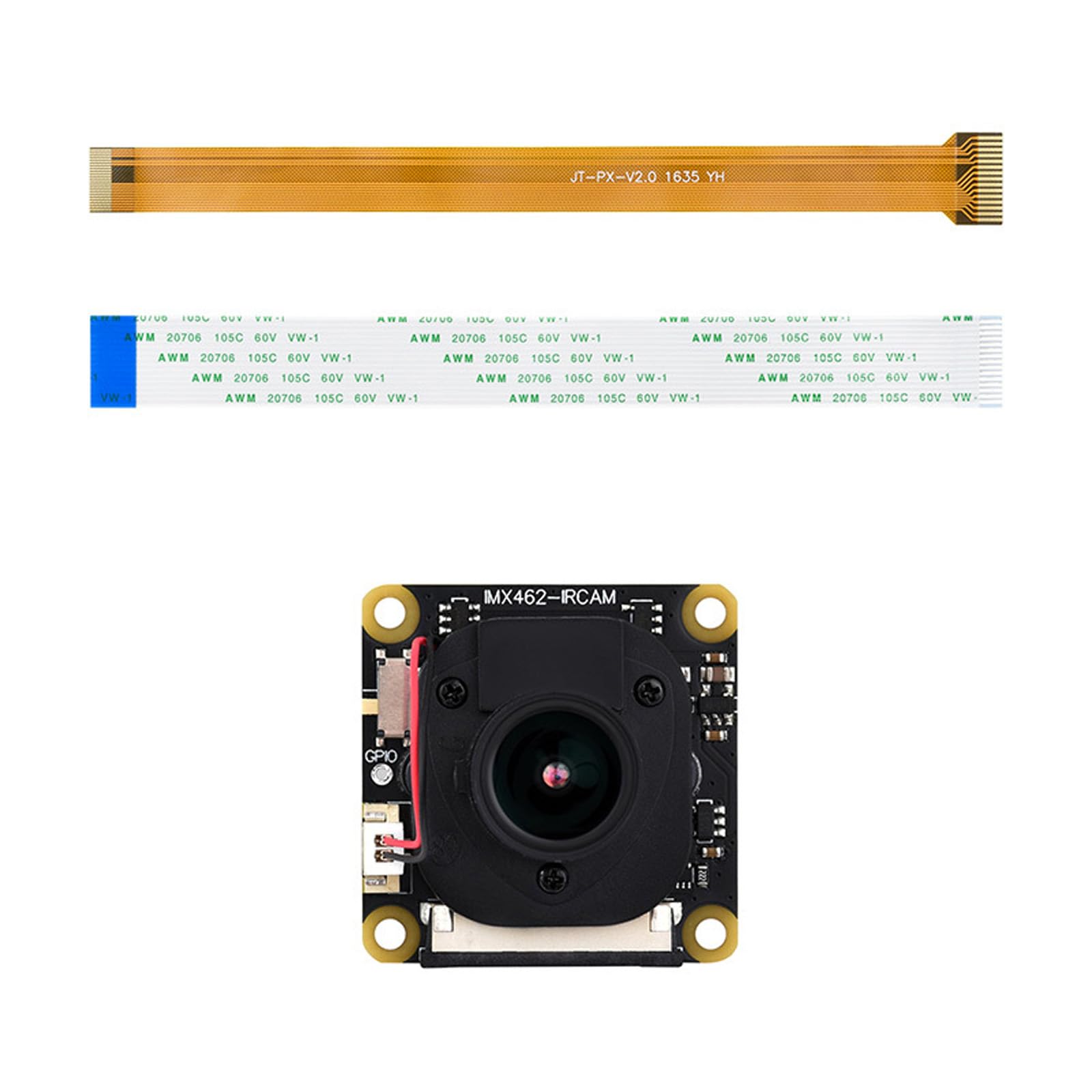 IMX462 搭載 スターライト カメラモジュール 高感度 低照度 夜間撮影 フルカラー 90度 広角 レンズ 産業用 小型 高画質 22-15pin 15-15pin FFCケーブル付属 監視 防犯 組込み 開発用 カメラユニット 32m