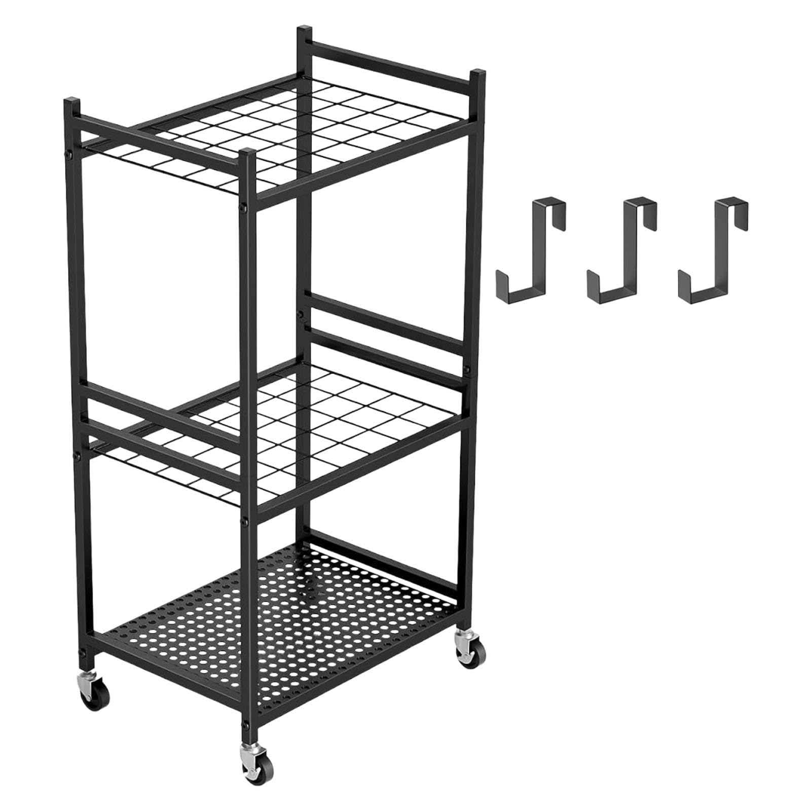 ガーデンツールラック 園芸工具 収納スタンド キャスター付き ツールホルダー ほうき ちりとり 掃除用具入れ ガーデニング 庭 倉庫 整理 屋外 室内 大容量 省スペース 金属製 頑丈 フック付き アジャスター付|擇木ショップ